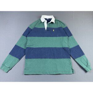Rare Vintage Y2K Polo Ralph Lauren Rugby Blue Green Stripes Streetwear Hype Kids